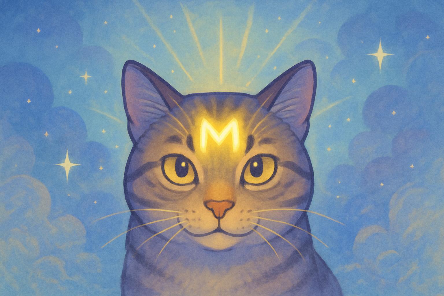 Katze mit einem M auf der Stirn Maunzig